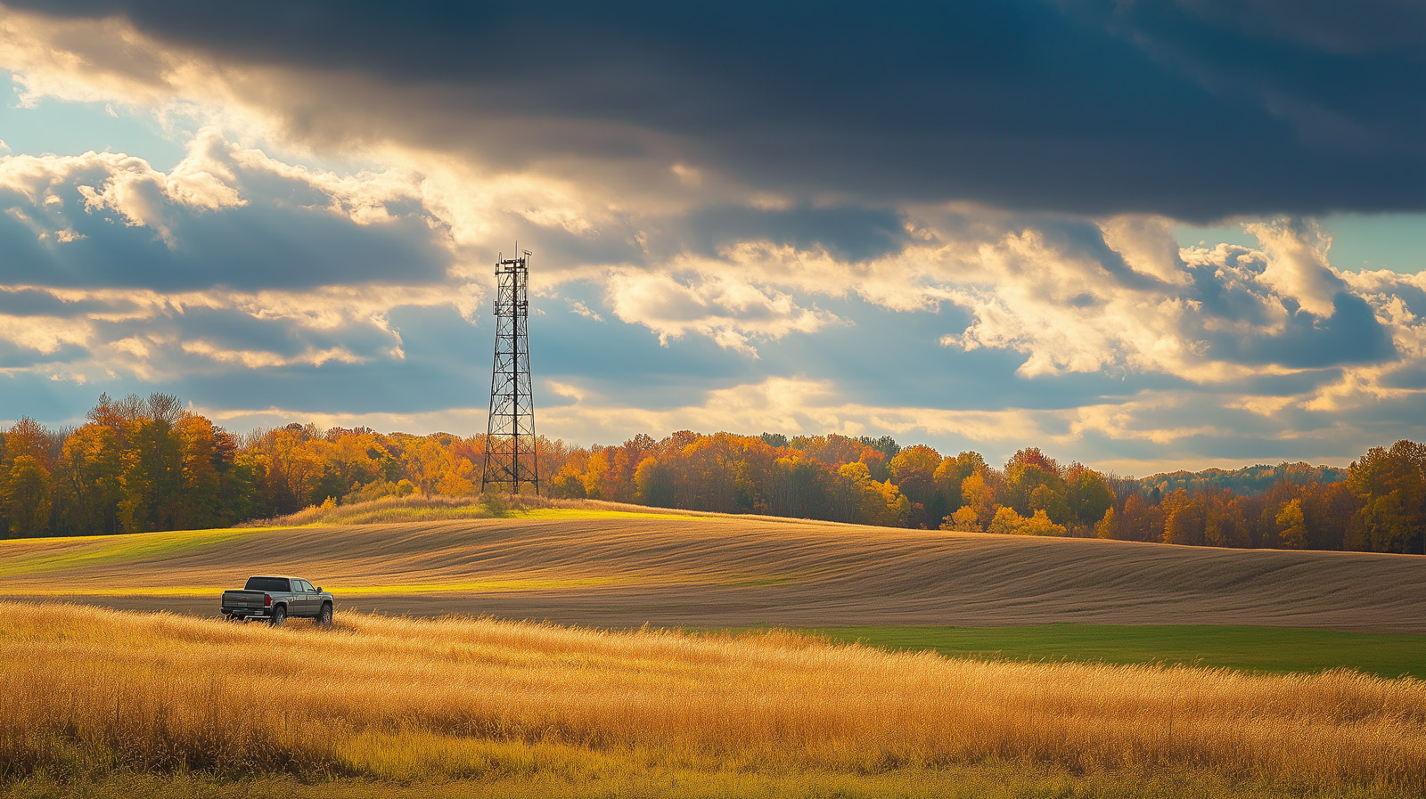 Cellphone tower on a farm paddock